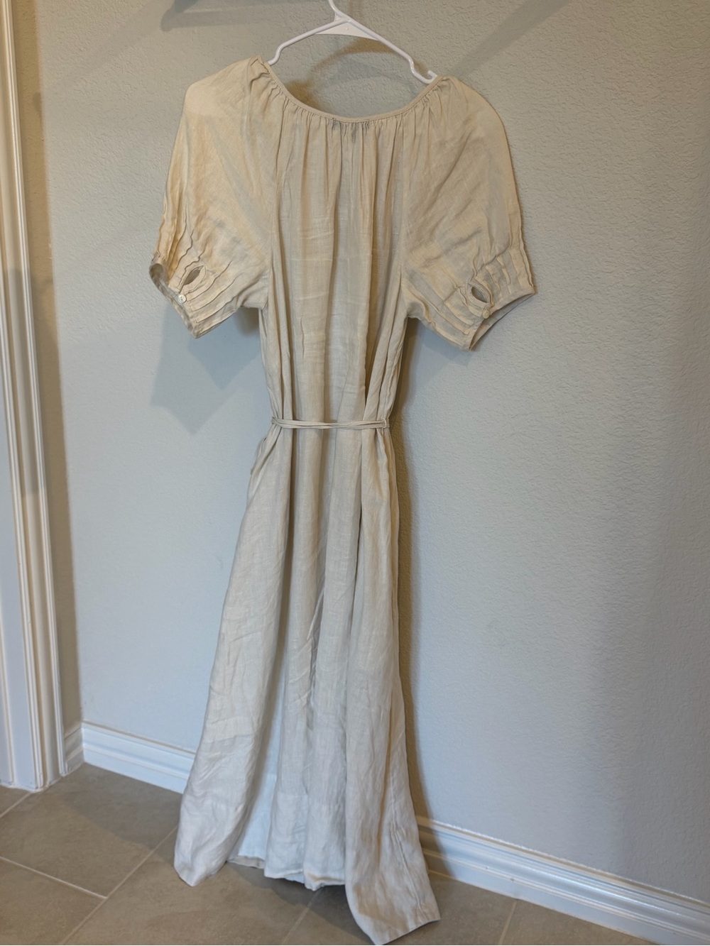 J. Crew Cream Button-Front Maxi Dress with Tie Waist - Picture 3 of 3